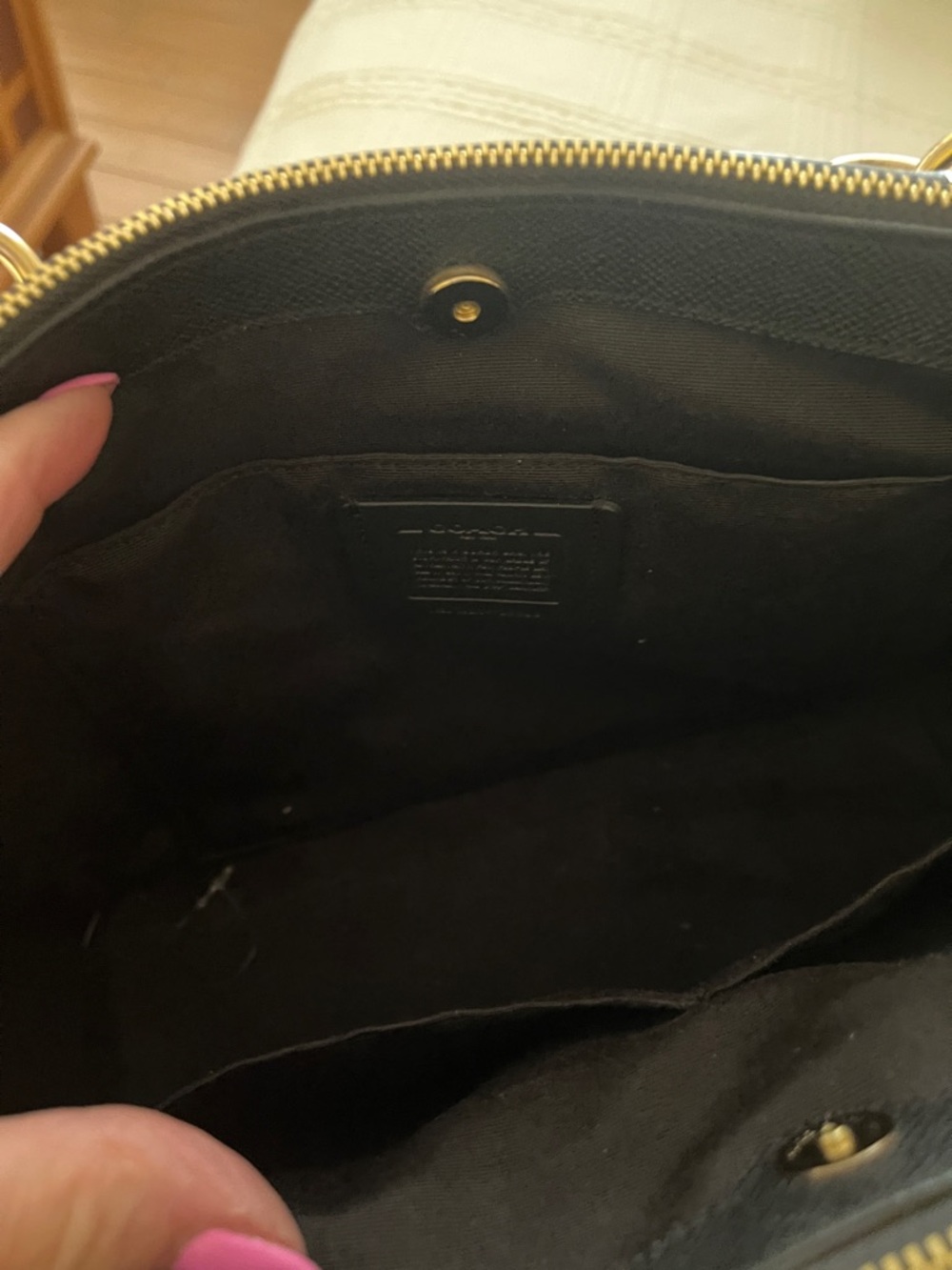Coach Brown Signature Satchel with Black Leather Trim - Picture 3 of 5